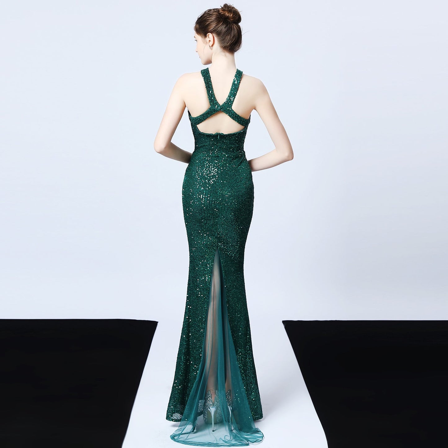 Paillettenbesetztes Abendkleid mit Fischschwanz | Ideal für Frühling und Herbst