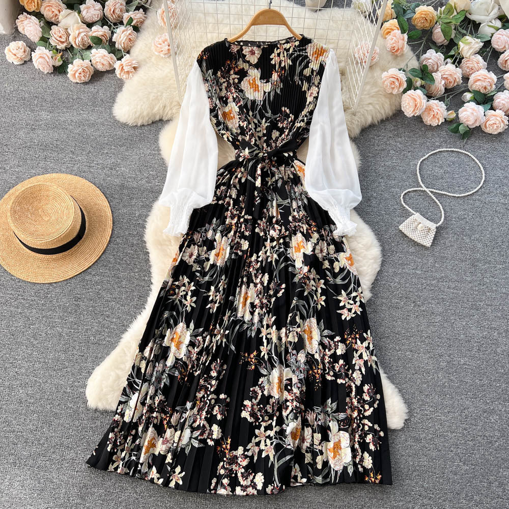 Bedrucktes Maxi Kleid mit Langen Ärmeln und Ethnischen Mustern | Ideal für Frühling und Sommer