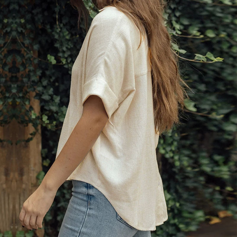 Baumwoll-Leinen-Shirt mit Fledermausärmeln | Ideal für den Frühling