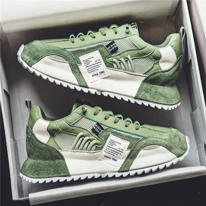 Mikrofaser Schnür-Sneaker mit Dicker PVC-Sohle und Niedrigem Schnitt | Ideal für Frühling und Herbst
