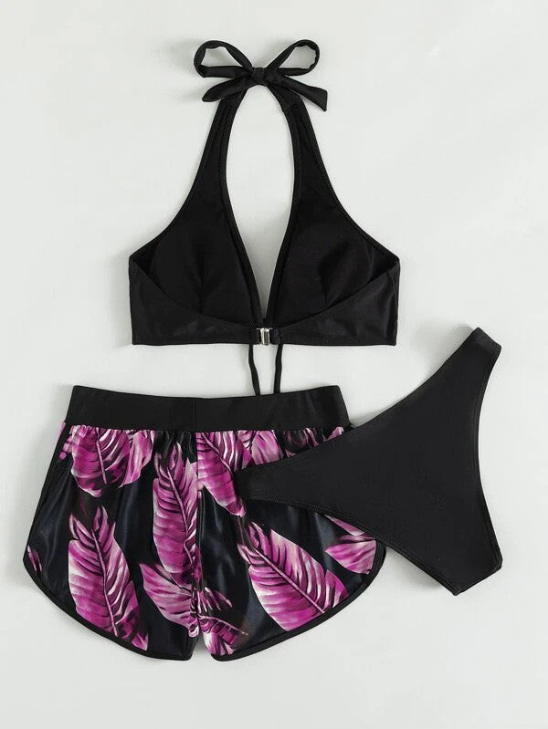 Damen-Bikini-Set mit passenden Shorts und schnelltrocknendem Stoff