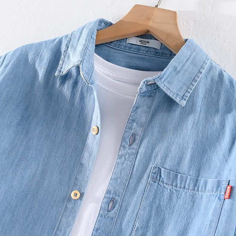 Kurzarm-Jeanshemd aus Baumwolle Ideal für den Sommer
