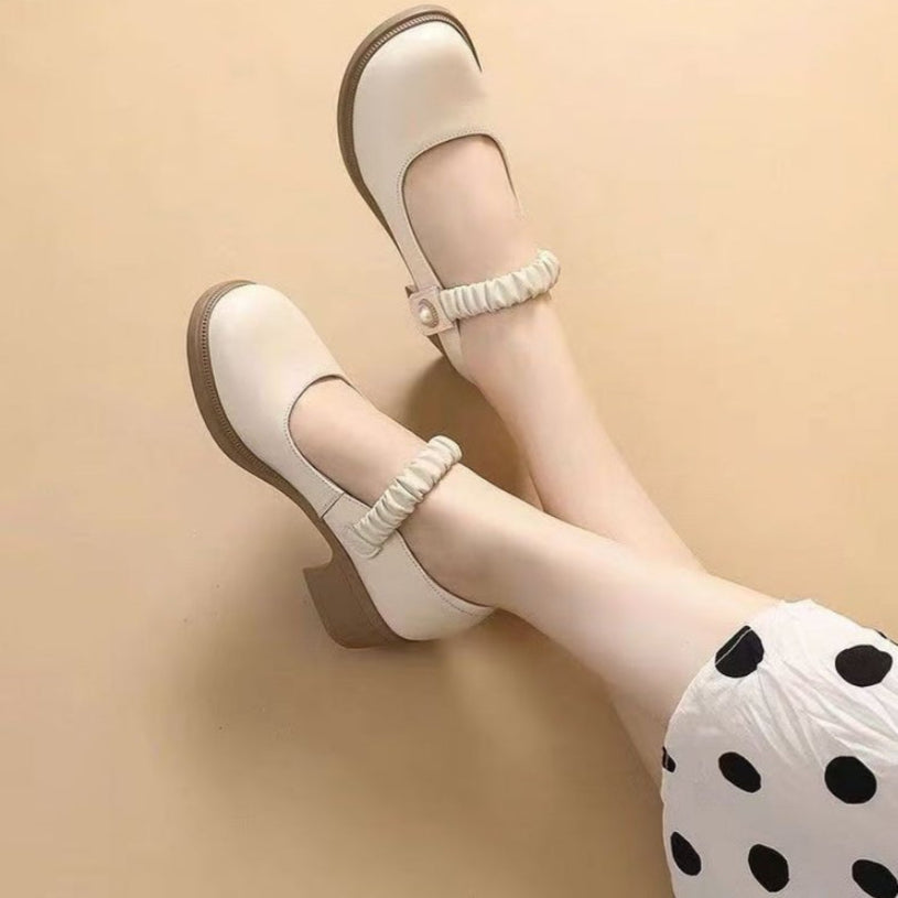 Damen-Lederschuhe mit Eckigem Mittelhohen Absatz und Gummisohle | Ideal für Frühling und Herbst