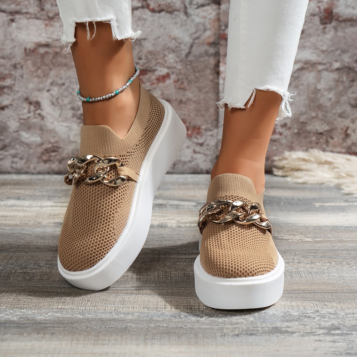Flache Schuhe mit Kettendetail und Atmungsaktivem Mesh-Obermaterial | Ideal für Frühling und Sommer