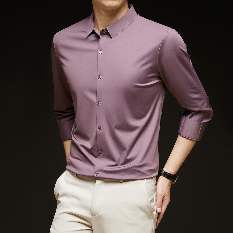 Herren Slim Fit Langarm Hemd mit Knopfleiste – Ideal für den Herbst