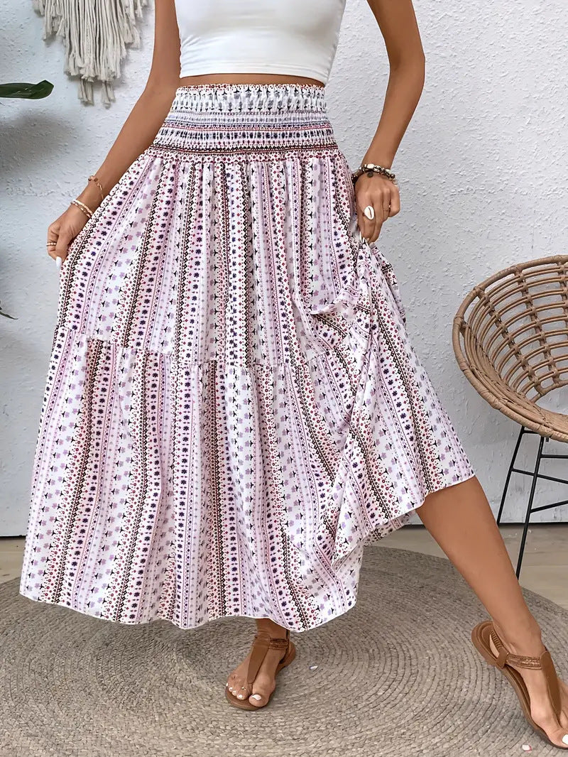 Geblümter Chiffon A-Linien Rock | Ideal für den Sommer