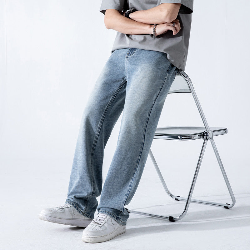 Herren Lose Gerade Gewaschene Weite Jeans Mit Mittlerer Taille I Ideal für Frühling und Herbst