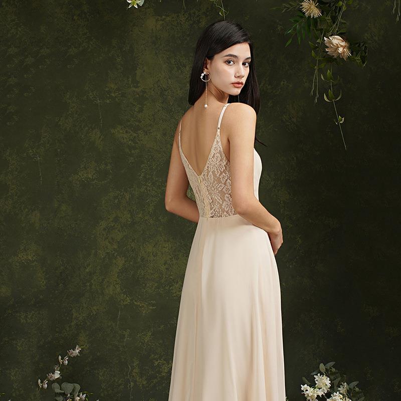 Tiefes V-Spitzen Langkleid mit Mittlerer Taille | Ideal für Frühling und Sommer