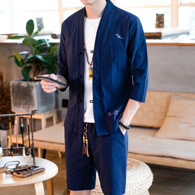 Linen Zwei-teiliger Anzug mit Cardigan | Ideal für Frühling und Herbst