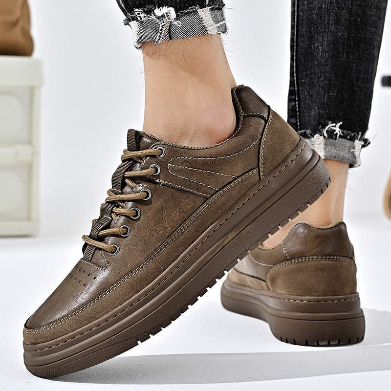 Herren Leder Low-Top Schuhe mit Dicker Gummisohle Ideal für alle Jahreszeiten