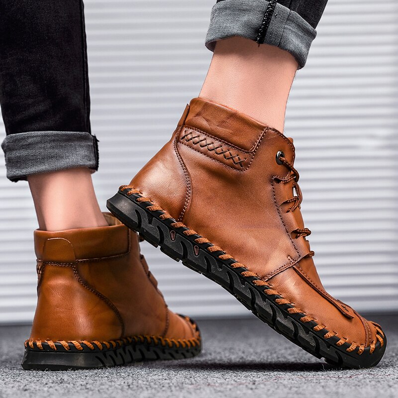 Dicksohlige Cow Split Leder Werkzeugstiefel | Ideal für Herbst und Winter