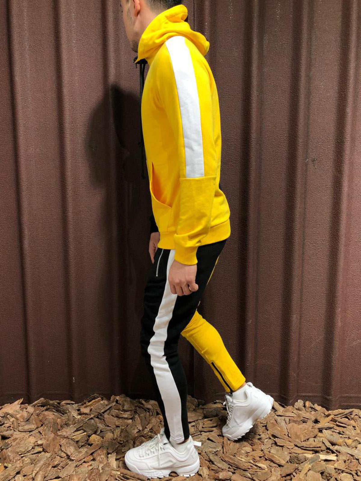 Kontrast Kapuzenjacke und Hose Set Ideal für Alle Jahreszeiten