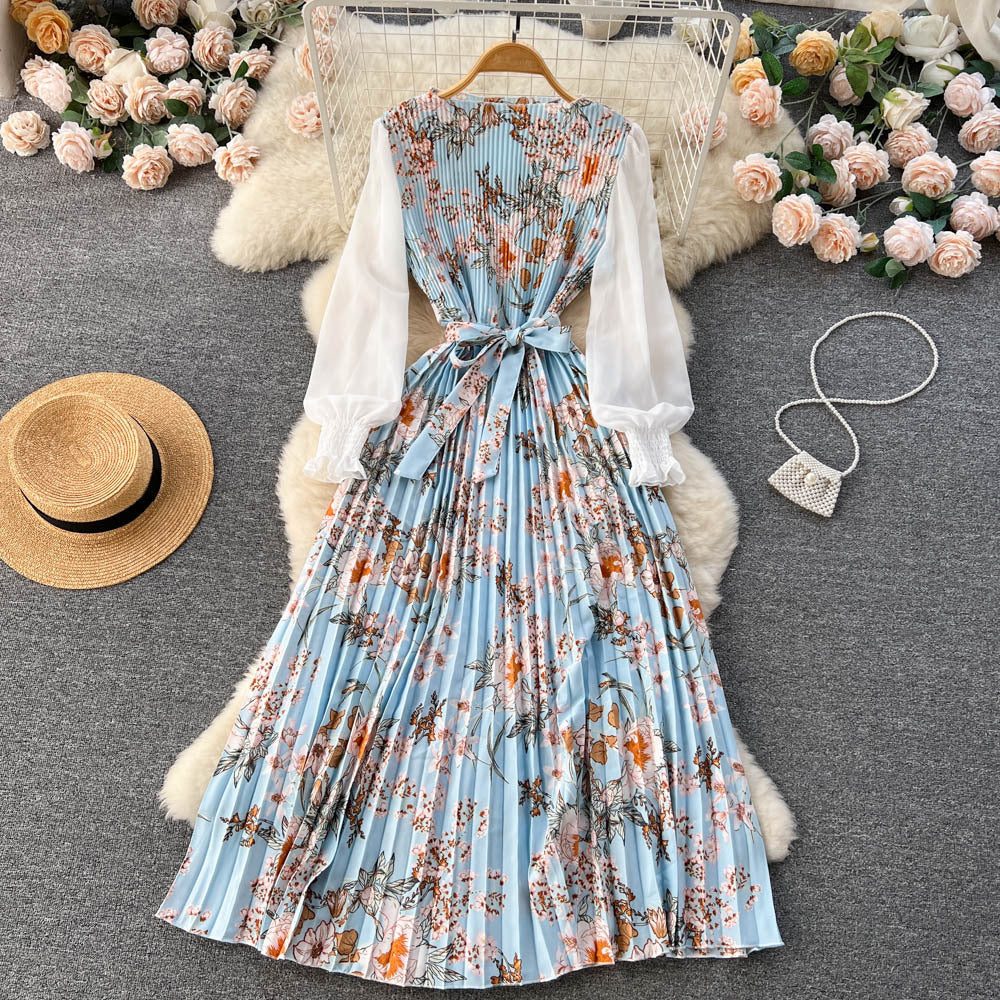 Bedrucktes Maxi Kleid mit Langen Ärmeln und Ethnischen Mustern | Ideal für Frühling und Sommer