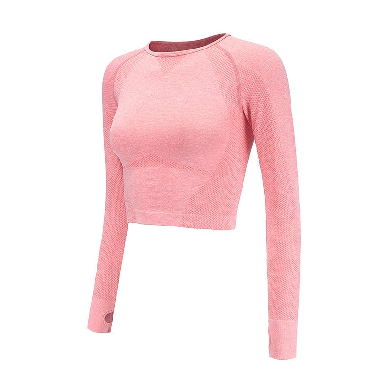 Nahtloses Langarm Crop Top mit Daumenlöchern | Ideal für Frühling und Herbst