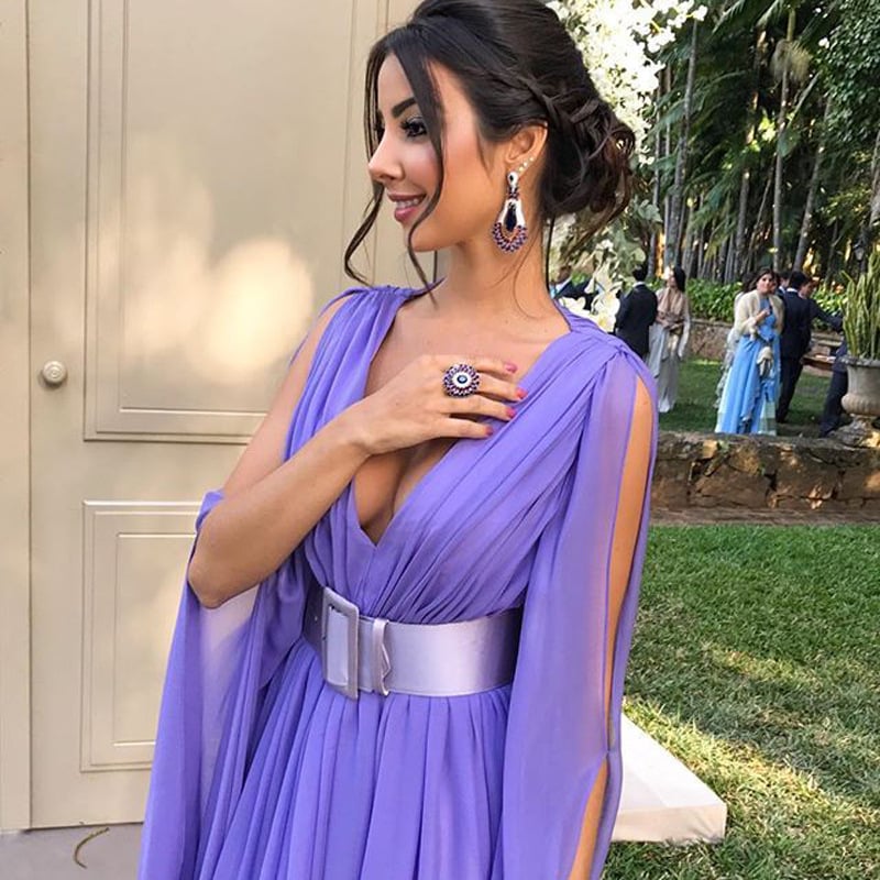 Chiffon Abendkleid mit Tiefem V-Ausschnitt und Tailliertem Schnitt | Ideal für Frühling und Sommer