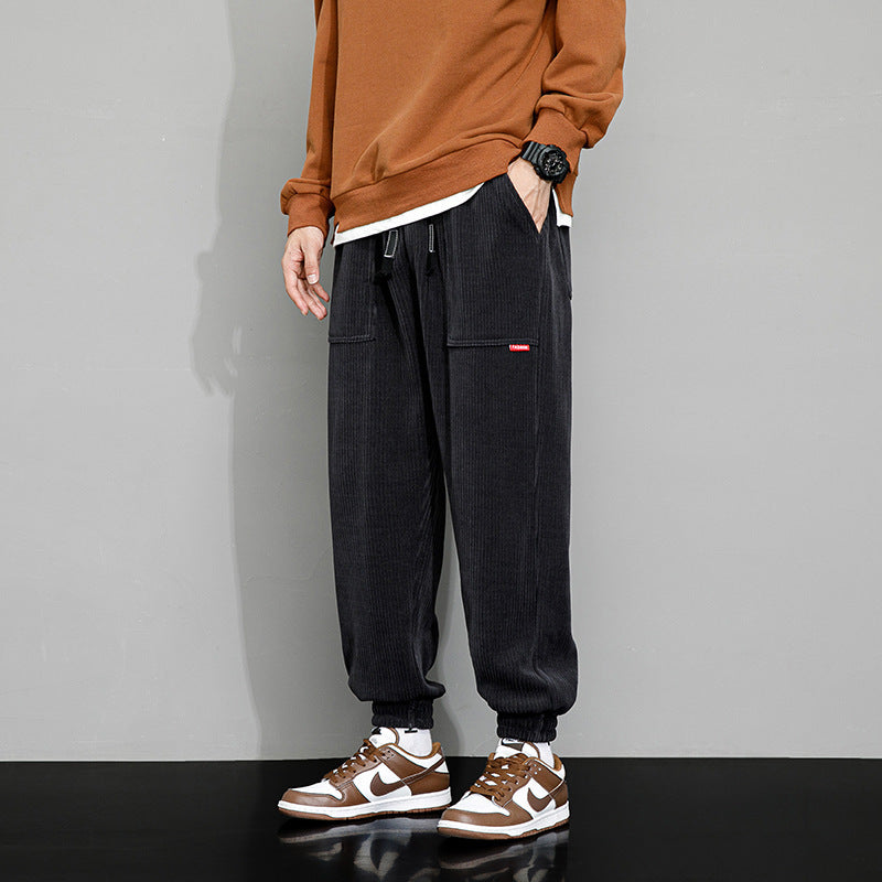 Lockere Weitbeinige Cord-Sweatpants Ideal für Herbst und Winter