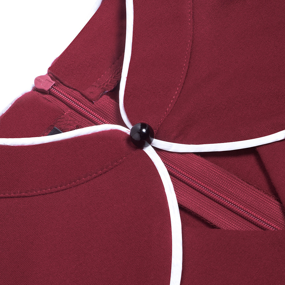 Midikleid mit Stehkragen und Zierhohlmustern in Schlanker Passform | Ideal für Frühling und Herbst