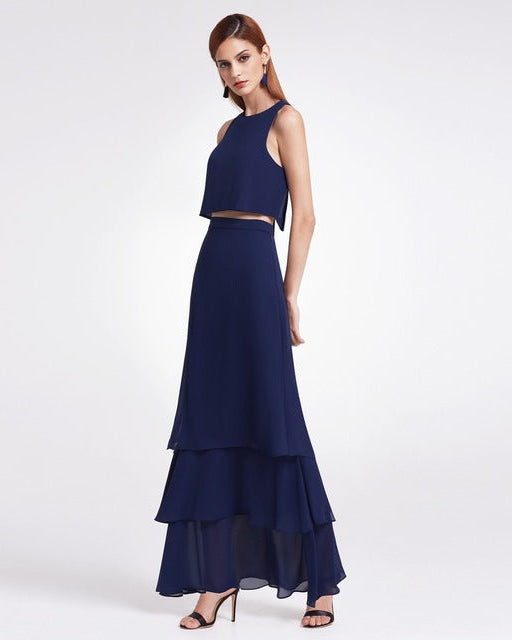 Langes Chiffon Brautjungfernkleid mit Fließendem Rock | Ideal für Frühling und Sommer