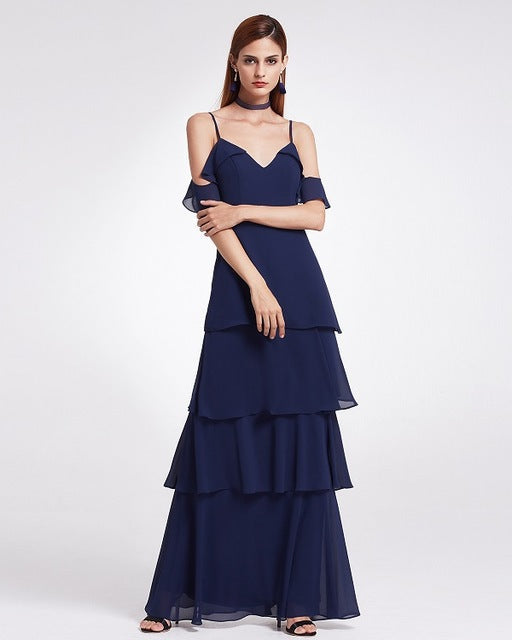 Langes Chiffon Brautjungfernkleid mit Fließendem Rock | Ideal für Frühling und Sommer