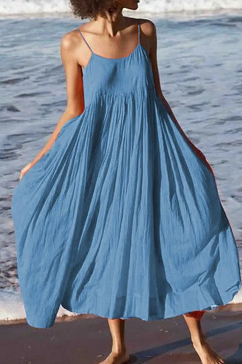 Lagenlook-Midikleid mit Patchwork und Spaghettiträgern | Ideal für den Sommer