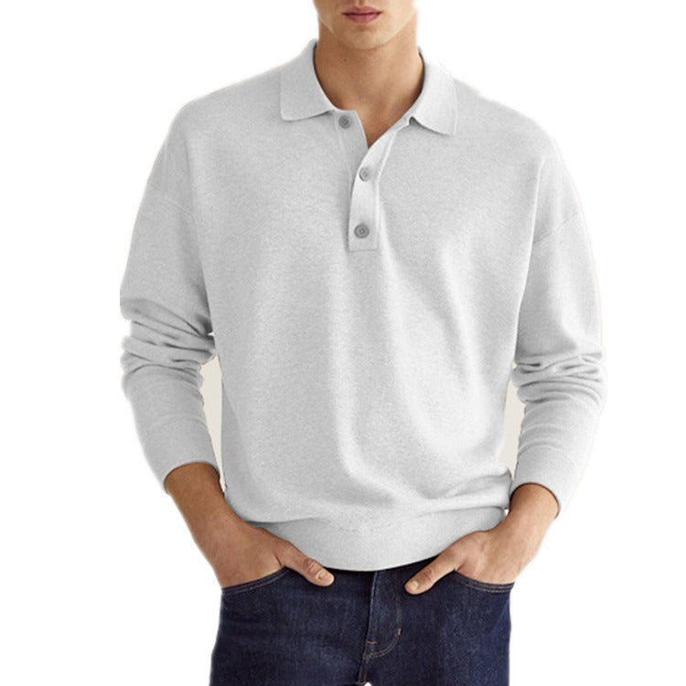 Herren Langarm V-Ausschnitt Polohemd mit Knopfleiste | Ideal für den Herbst