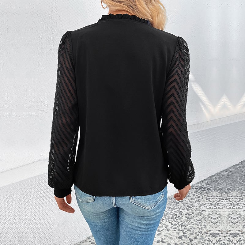 Cardigan-Top mit V-Ausschnitt, Spitzeneinsatz und Schnallenverschluss | Ideal für den Herbst