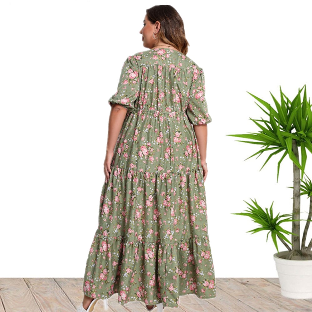 Bohemian Blumendruck Lockeres Kleid mit halben Ärmeln | Ideal für Frühling und Sommer