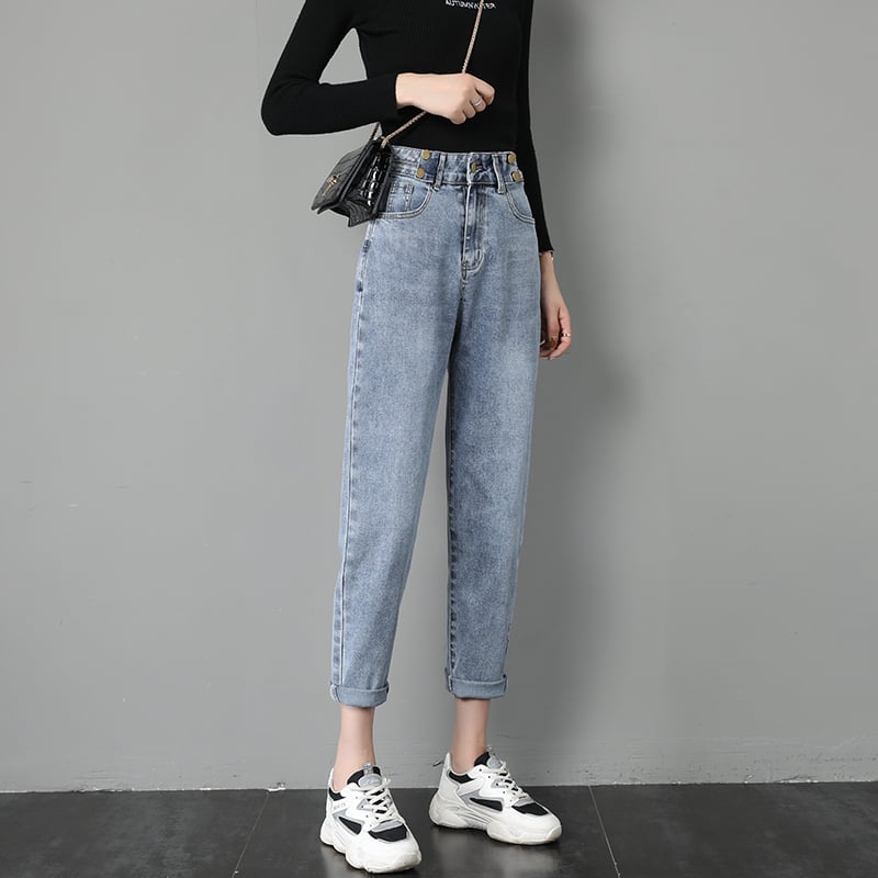 Weit geschnittene High-Waist-Jeans I Ideal für den Herbst