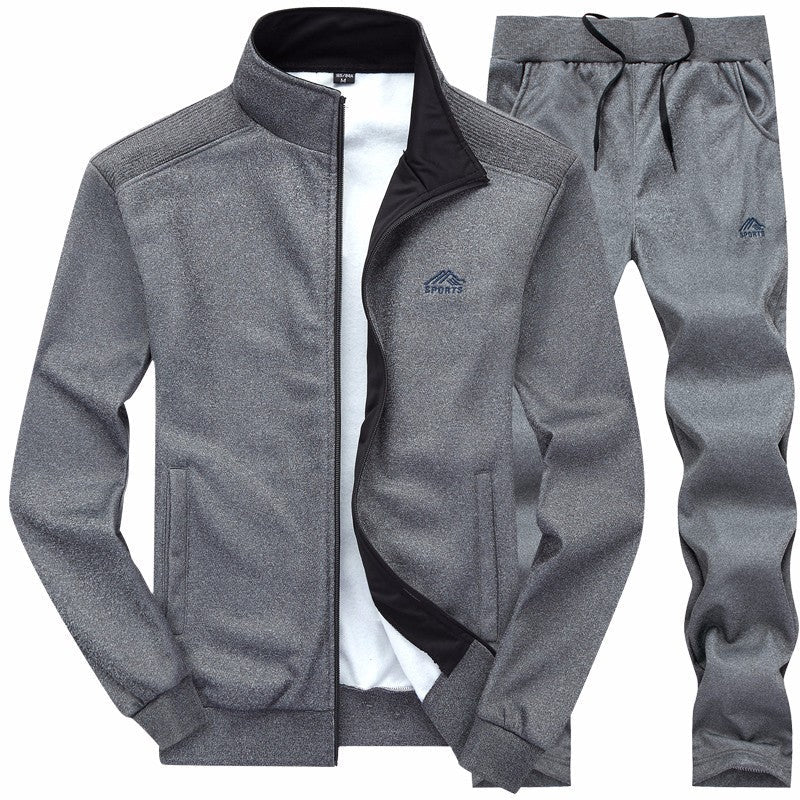 Herren Zweiteiliger Herbstmantel mit Besticktem Stehkragen und Langen Ärmeln Ideal für Frühling und Herbst
