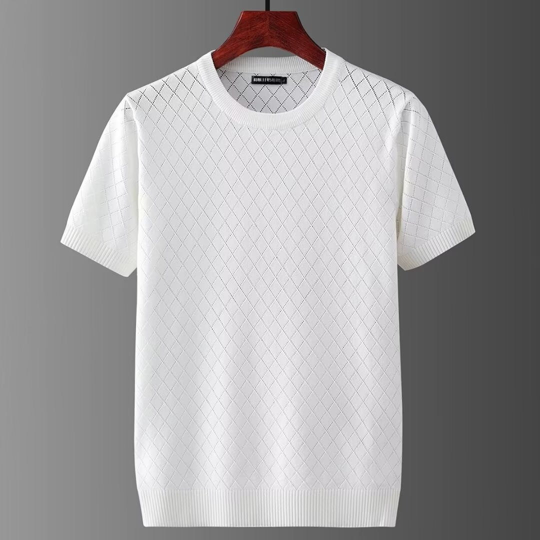 Herren Leichter Kurzarm Pullover mit Ausschnitten – Ideal für den Sommer