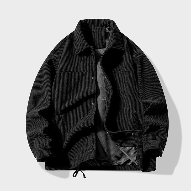 Locker Geschnittene Cordjacke in Uni-Farbe mit Langen Ärmeln | Ideal für Herbst und Frühling