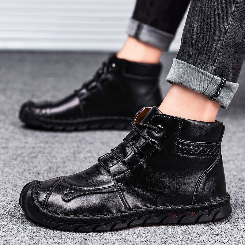 Dicksohlige Cow Split Leder Werkzeugstiefel | Ideal für Herbst und Winter
