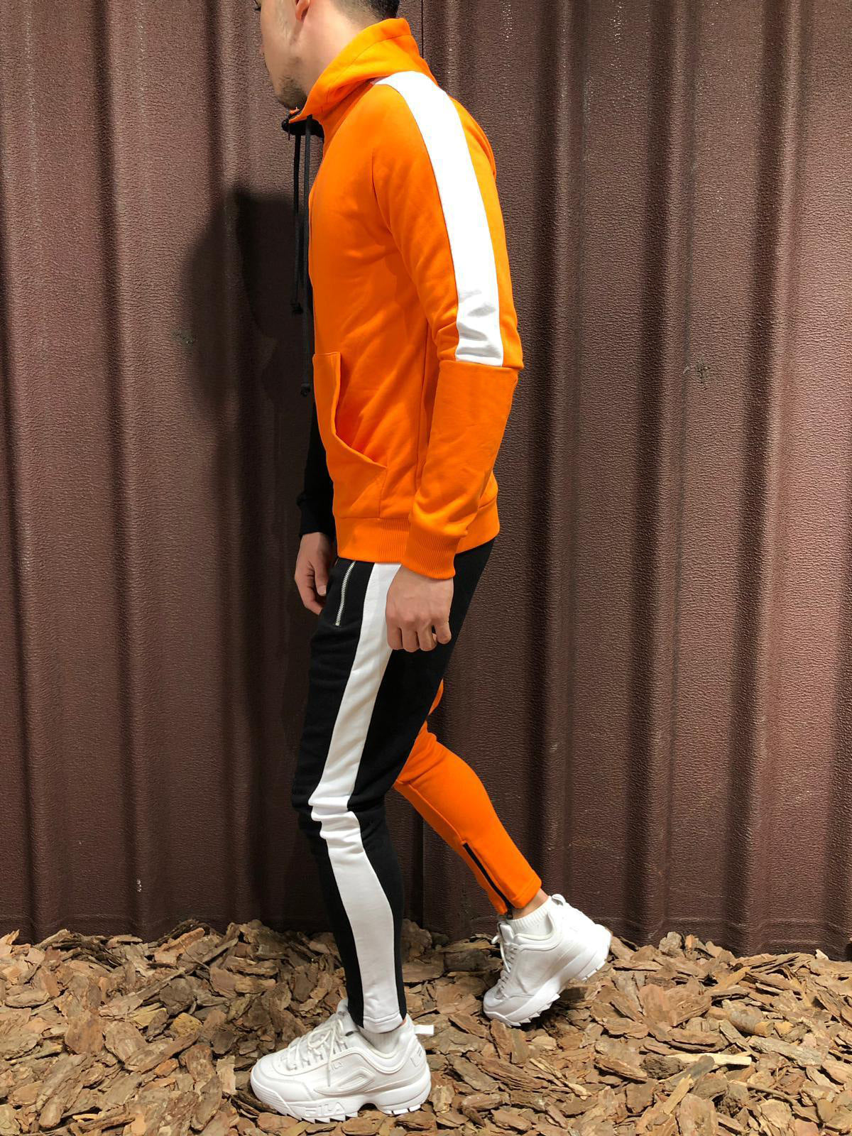 Kontrast Kapuzenjacke und Hose Set Ideal für Alle Jahreszeiten