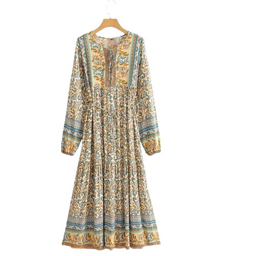 Besticktes Schnürung Langes Kleid | Ideal für Frühling und Sommer