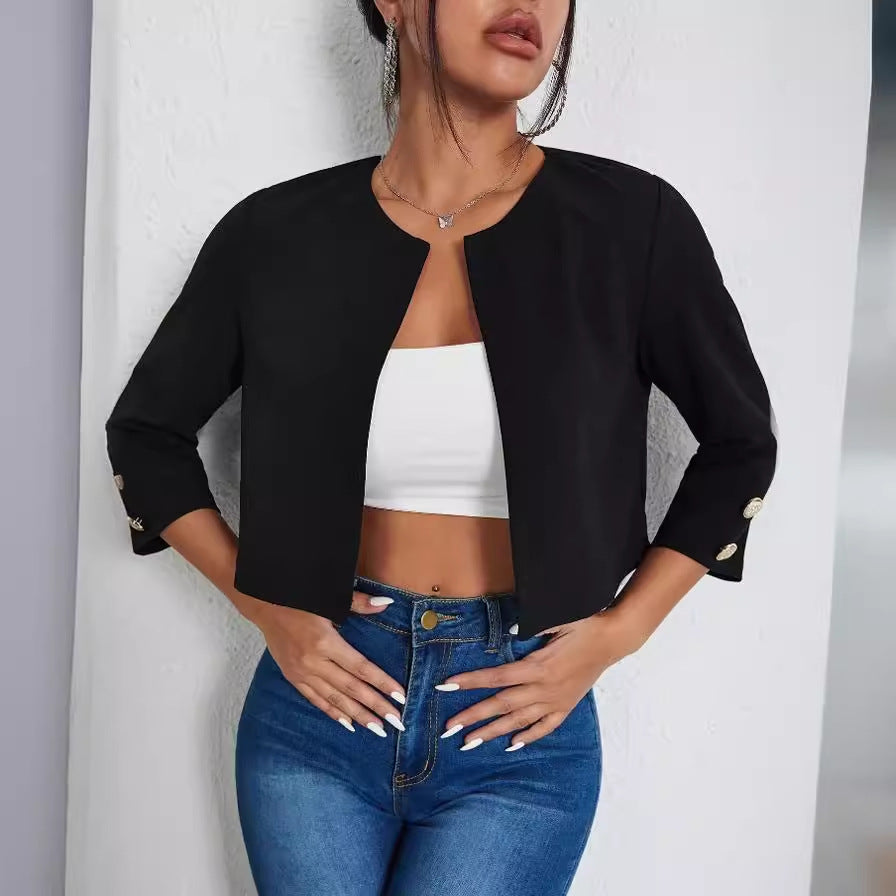 Einfarbige Slim Fit Bomberjacke mit Schlitz und Knöpfen | Ideal für Frühling und Herbst