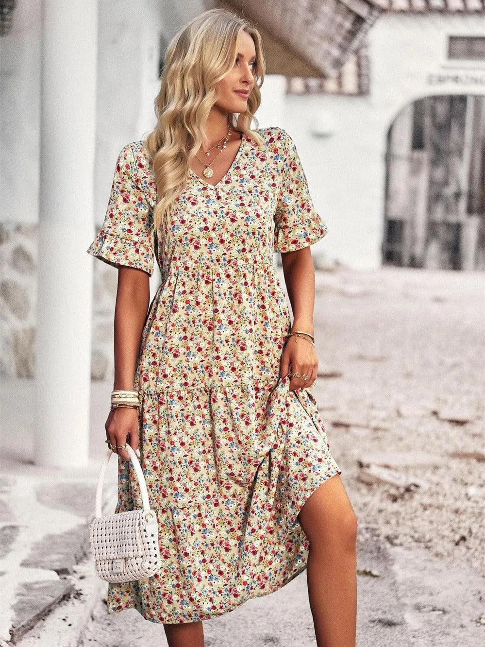 Kurzarm-Sommerkleid mit bequemem Schnitt | Ideal für Frühling und Sommer