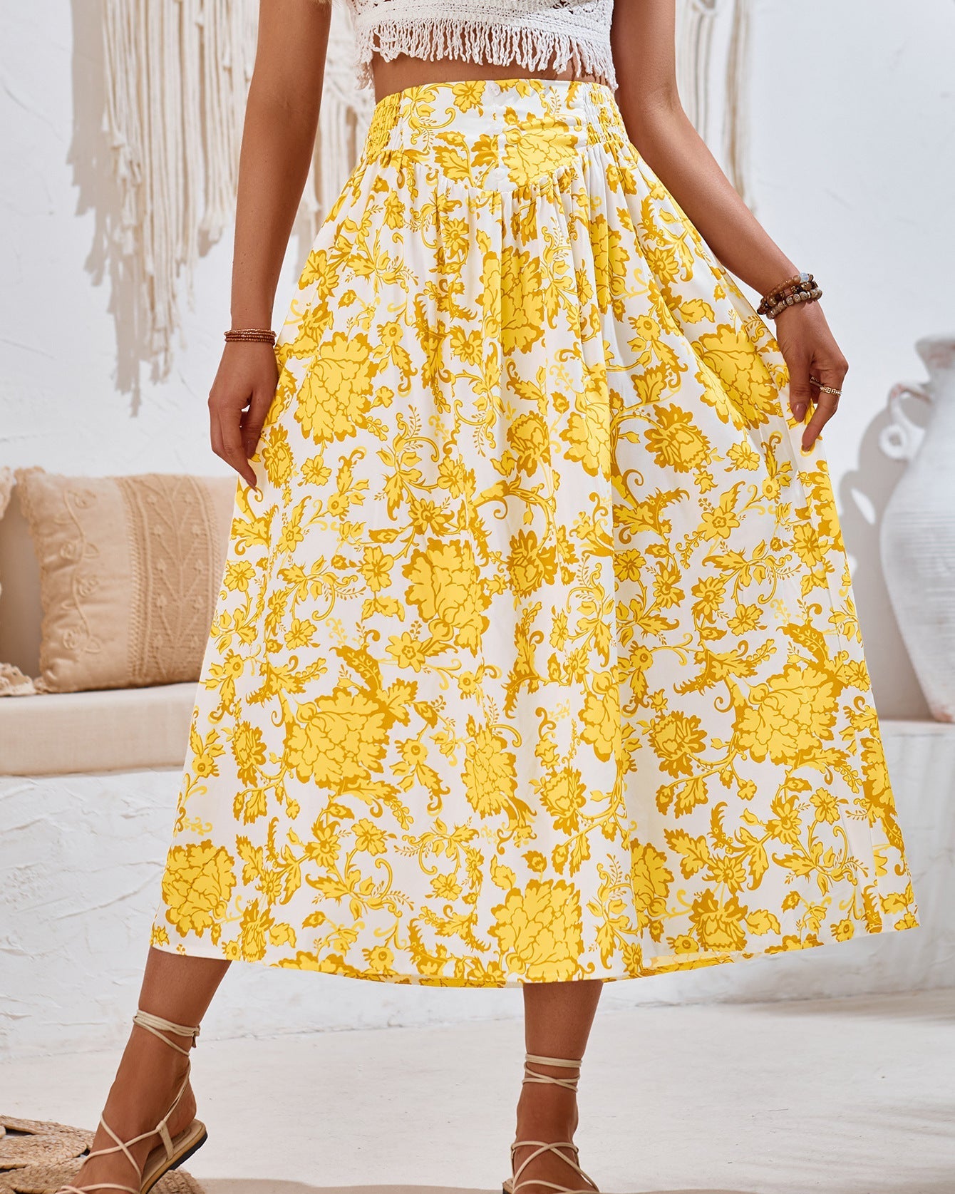 Floraler Bedruckter Taillierter Midirock | Ideal für Frühling und Sommer