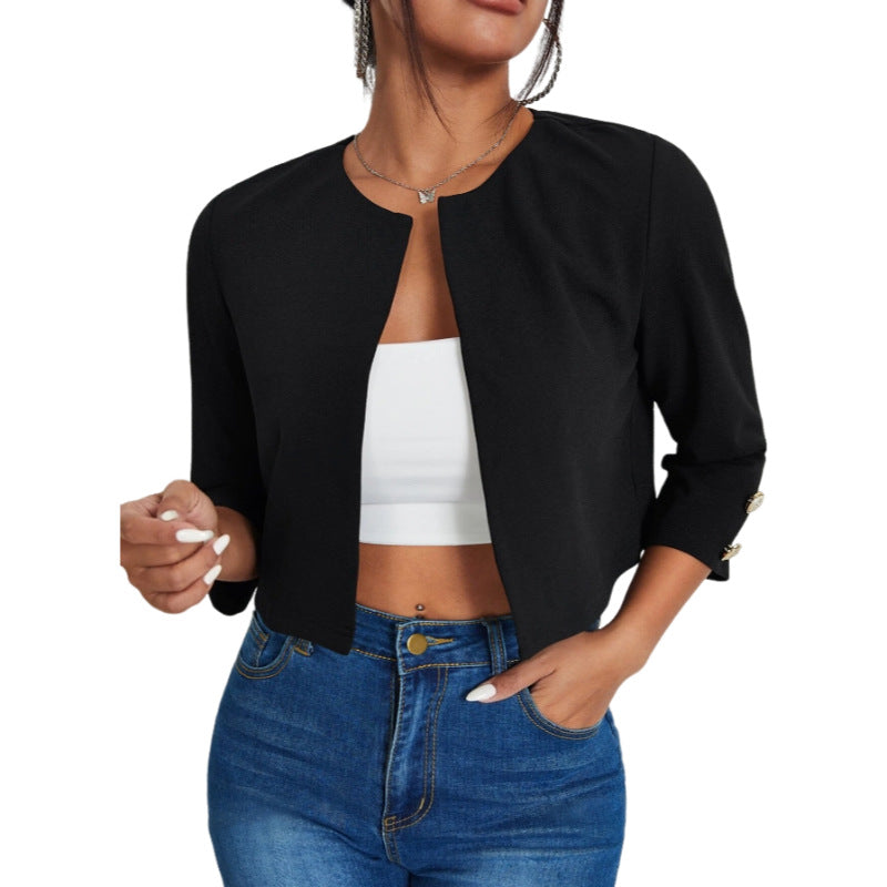 Einfarbige Slim Fit Bomberjacke mit Schlitz und Knöpfen | Ideal für Frühling und Herbst