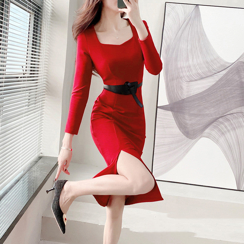 Elegantes Slim-Fit Knie-Längen-Kleid | Ideal für Frühling und Herbst