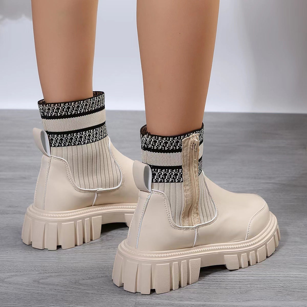 Modische Mittelhohe Stiefel mit Seitlichem Reißverschluss und Rutschfester Dicker Sohle | Ideal für den Winter