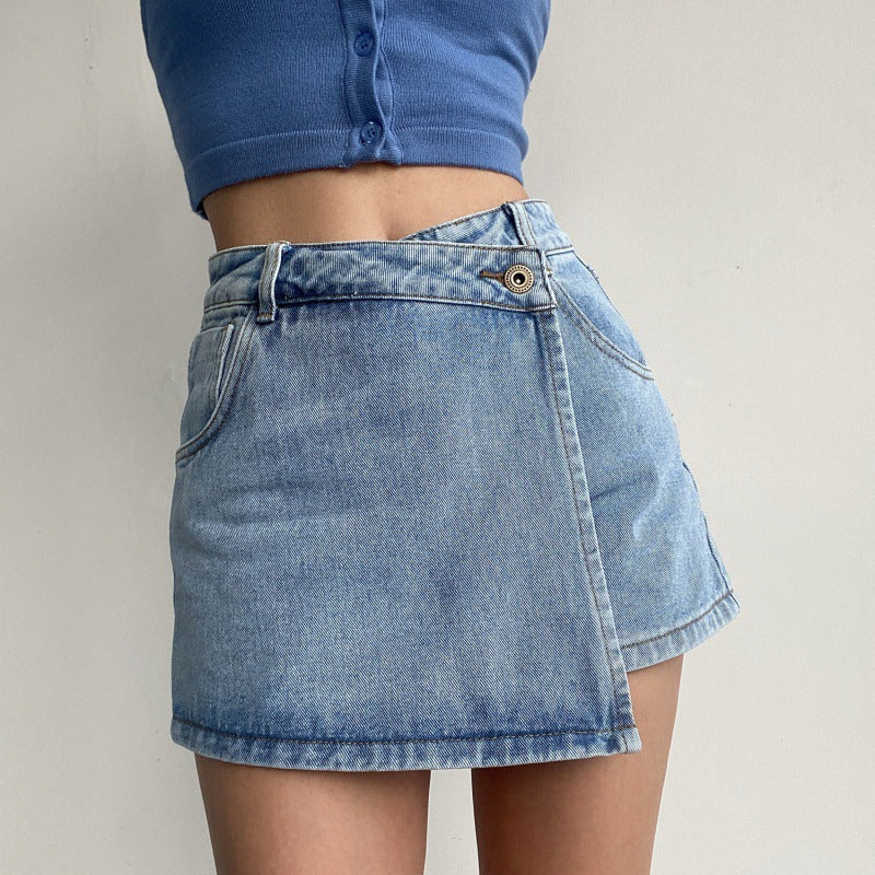 Asymmetrischer Denim Rock mit Weitem Schnitt | Ideal für Frühling und Sommer
