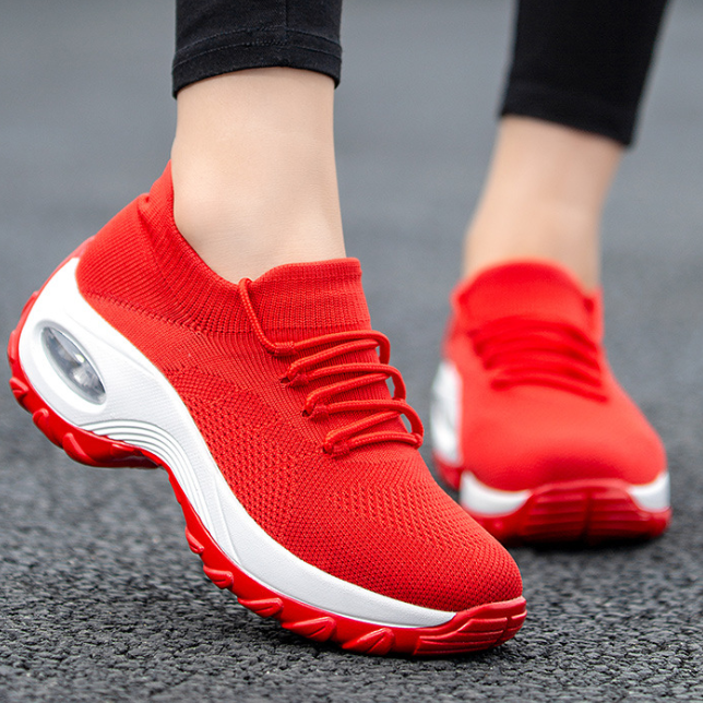 Atmungsaktive Damen-Laufschuhe aus Flyknit mit Wasserdichter Plattform und Mittlerem Absatz | Ideal für Frühling Sommer Herbst