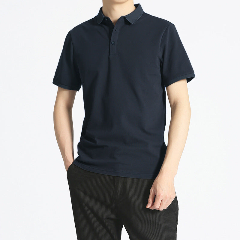 Herren Unifarbenes Kurzarm Lapel T-Shirt Ideal für Sommer