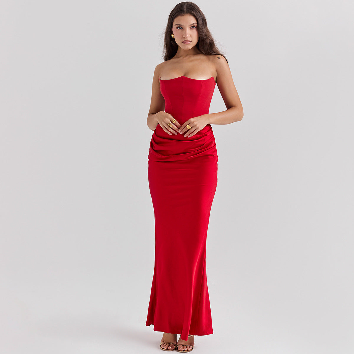 Strapless Rückenfreies Langes Abendkleid Ideal für Frühling und Sommer