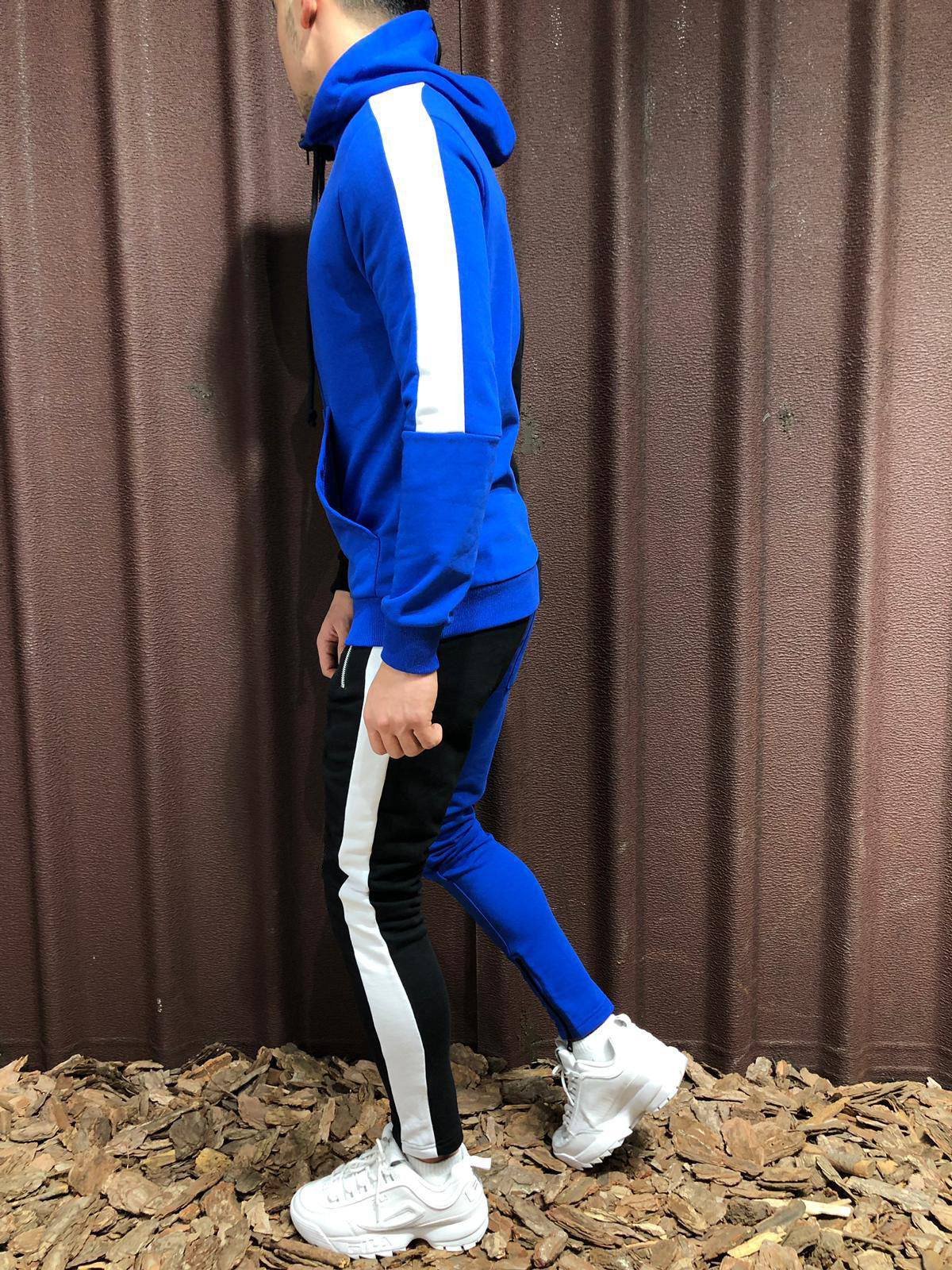Kontrast Kapuzenjacke und Hose Set Ideal für Alle Jahreszeiten