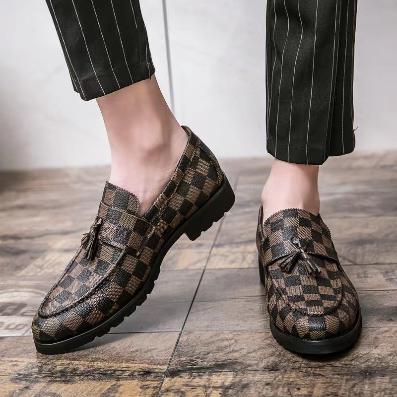 Herren Karierte Business-Lederschuhe mit Rutschfester Sohle | Ideal für alle Jahreszeiten