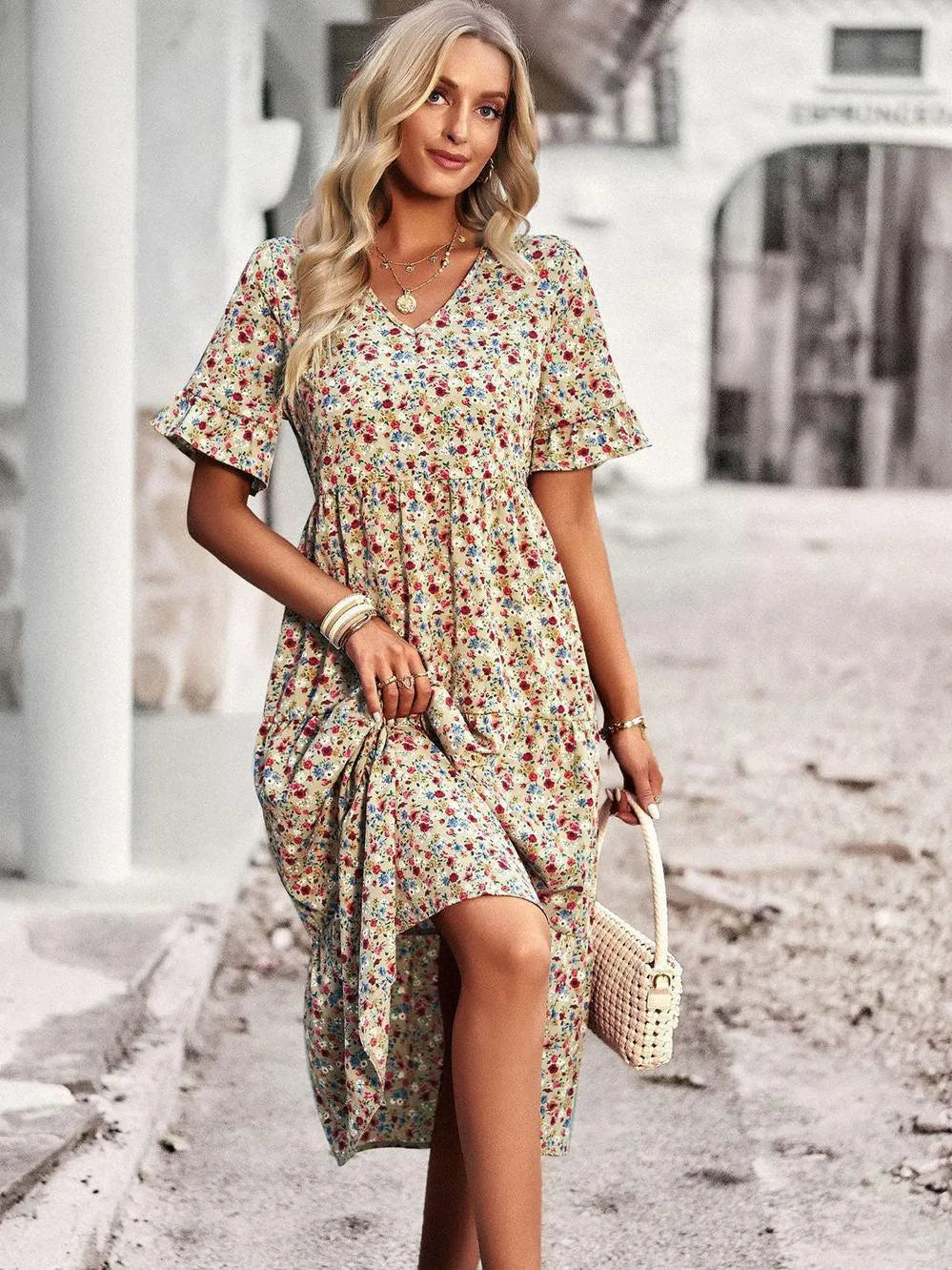 Kurzarm-Sommerkleid mit bequemem Schnitt | Ideal für Frühling und Sommer