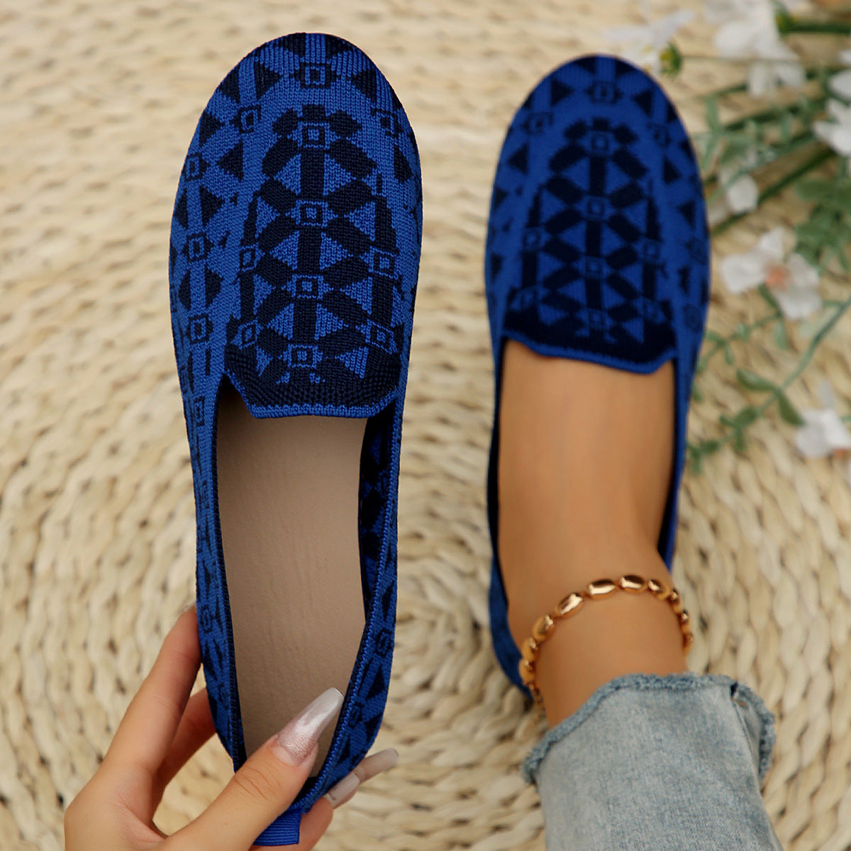 Atmungsaktive Gestrickte Flache Schuhe mit Rundspitze | Ideal für den Sommer