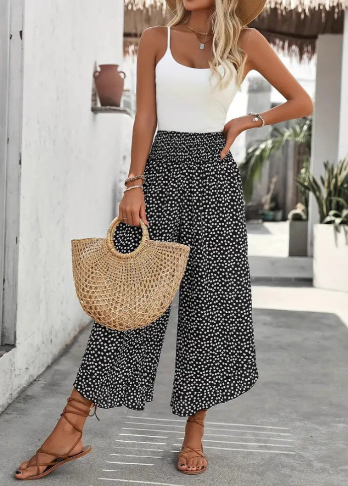 Polka-Dot Weite-Hosen mit Hoher Taille | Ideal für Frühling & Sommer