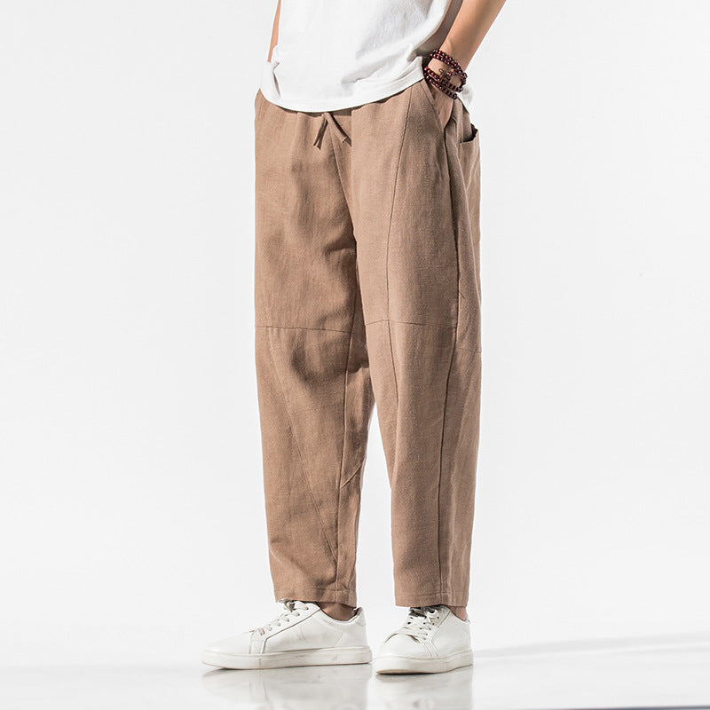 Herren Dünne Leinen 3/4 Weite Hose I Ideal für Sommer